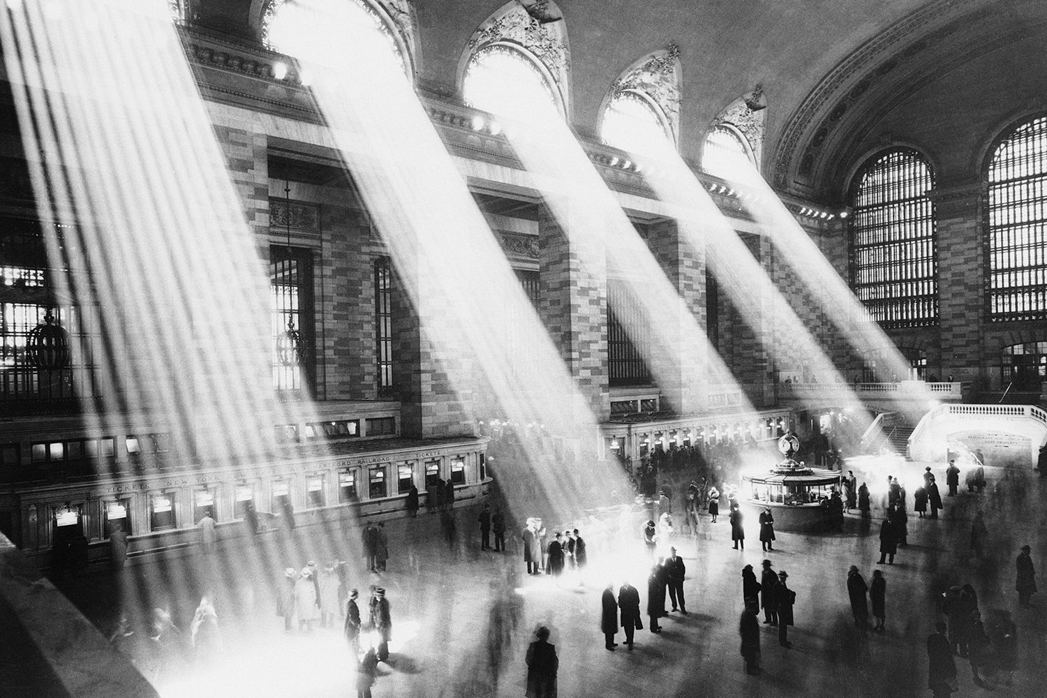 Vintage black and white image of Grand Central Station